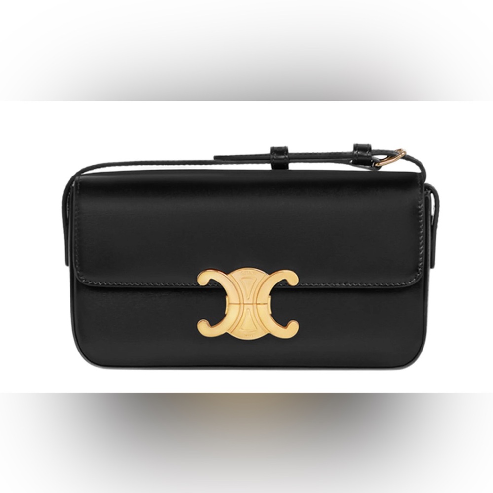 Celine Shoulder Bag Claude in Shiny Calfskin Leather Black